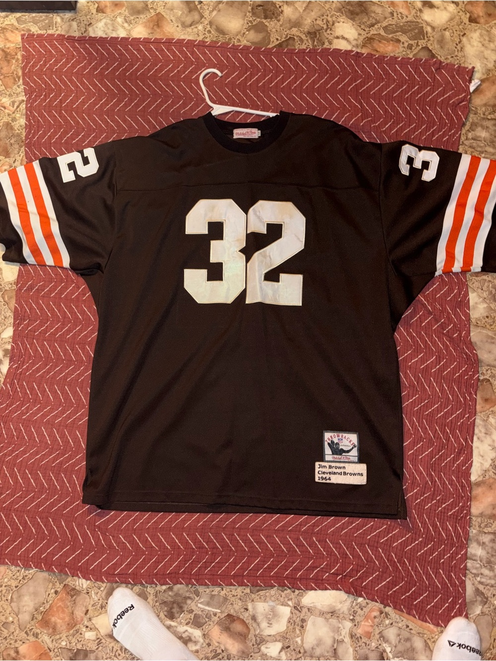 Black Men’s Football Jersey with White Numbers and Orange Stripe Sleeves